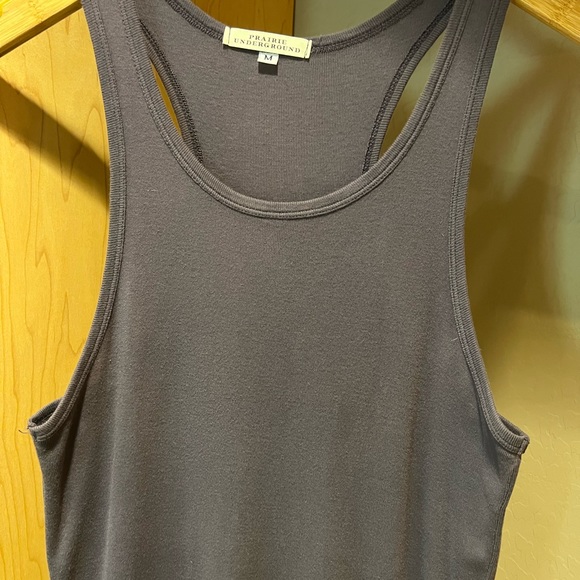 Prairie Underground M gray, cotton, racerback, long fitted dress w/insert - Picture 2 of 9